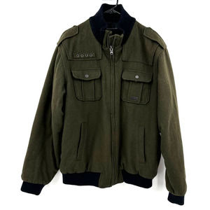 Sean John size XL green bomber‎ style zip up jacket coat mens wool